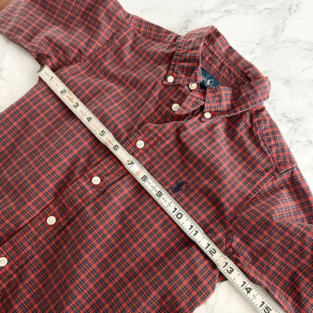 Ralph Lauren Cotton Long Sleeve Plaid Red Button Down Shirt Kids Size 4